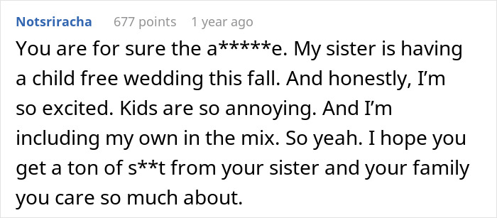 Woman Announces She Won't Attend Sister's Childfree Wedding, Fails To See Her Entitlement Woman Announces She Won't Attend Sister's Childfree Wedding, Fails To See Her Entitlement