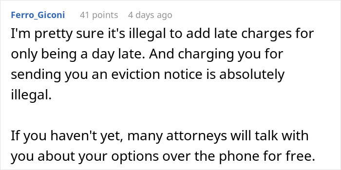 "Got An Eviction Letter For Being 15 Minutes Late Paying My Rent"