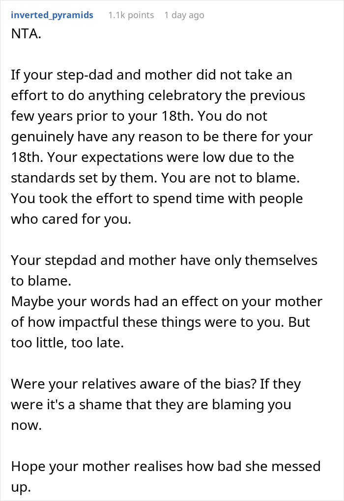Mom And Stepdad Berate 18 Y.O. For Not Spending Her B-Day With Them, She Sets The Story Straight Mom And Stepdad Berate 18 Y.O. For Not Spending Her B-Day With Them, She Sets The Story Straight