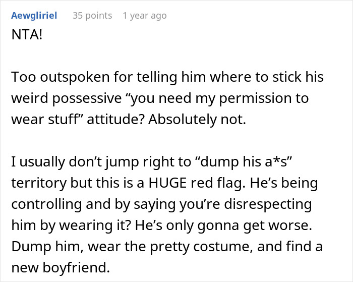 Woman Wonders If She's Wrong For Dismissing Her Boyfriend's Worries About Her Halloween Costume