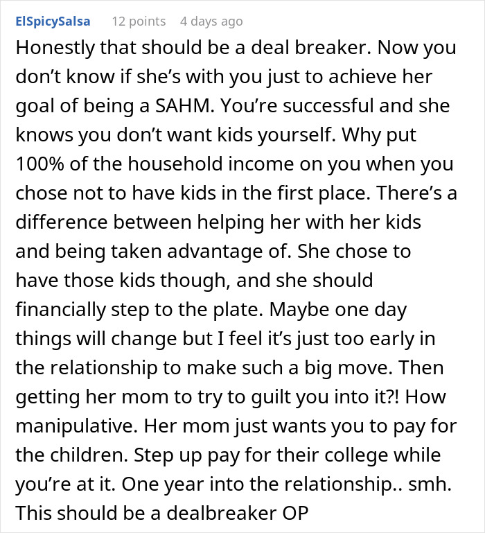 &ldquo;Am I The Jerk For Not Allowing My Girlfriend To Be A Stay-At-Home Mom To Her Kids?&rdquo;