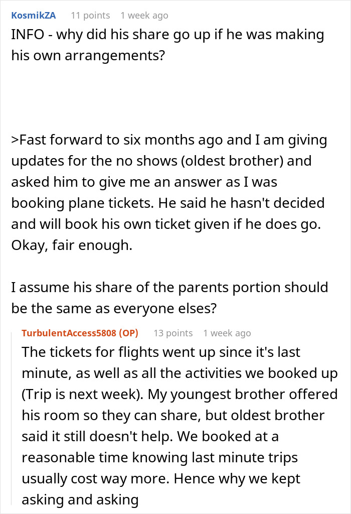 Woman Teaches A Cunning And Stingy Older Brother A Life Lesson By Excluding Him From Family Vacation