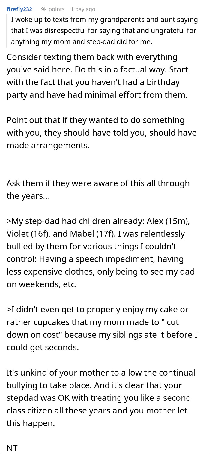Mom And Stepdad Berate 18 Y.O. For Not Spending Her B-Day With Them, She Sets The Story Straight Mom And Stepdad Berate 18 Y.O. For Not Spending Her B-Day With Them, She Sets The Story Straight