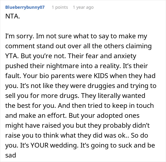 Bride Uninvites Adoptive Parents From The Wedding And Ends Up Cutting Them Off Completely