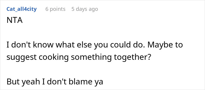 Couple Decides To No Longer Eat MIL's Food Because She's A Terrible Cook, She Gets Offended