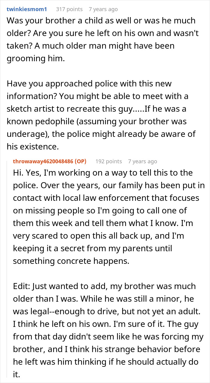 Man Finds Out His Parents Have Been Lying About His 'Missing' Brother For Years Man Finds Out His Parents Have Been Lying About His 'Missing' Brother For Years