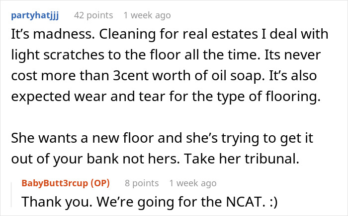 “We Didn’t Agree With Paying $1,000”: Landlord Demands Compensation For A Scratch On The Floor “We Didn’t Agree With Paying $1,000”: Landlord Demands Compensation For A Scratch On The Floor