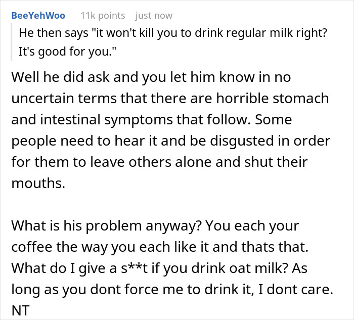 Person Has To Comment On Woman Ordering Oat Milk, Regrets It After Getting Too Much Information