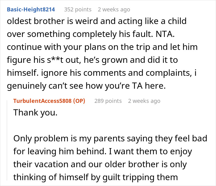 Woman Teaches A Cunning And Stingy Older Brother A Life Lesson By Excluding Him From Family Vacation