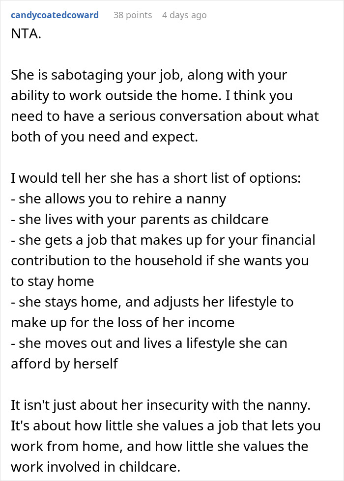 Man Demands Wife Look After The Kids After She Fires Perfectly Good Nanny Over Infidelity Threat