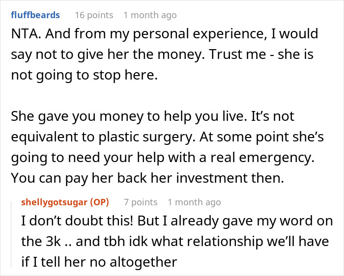 Mom Expects Daughter To Pay For Her Plastic Surgery, Tries Gaslighting Her After Being Told 'No'