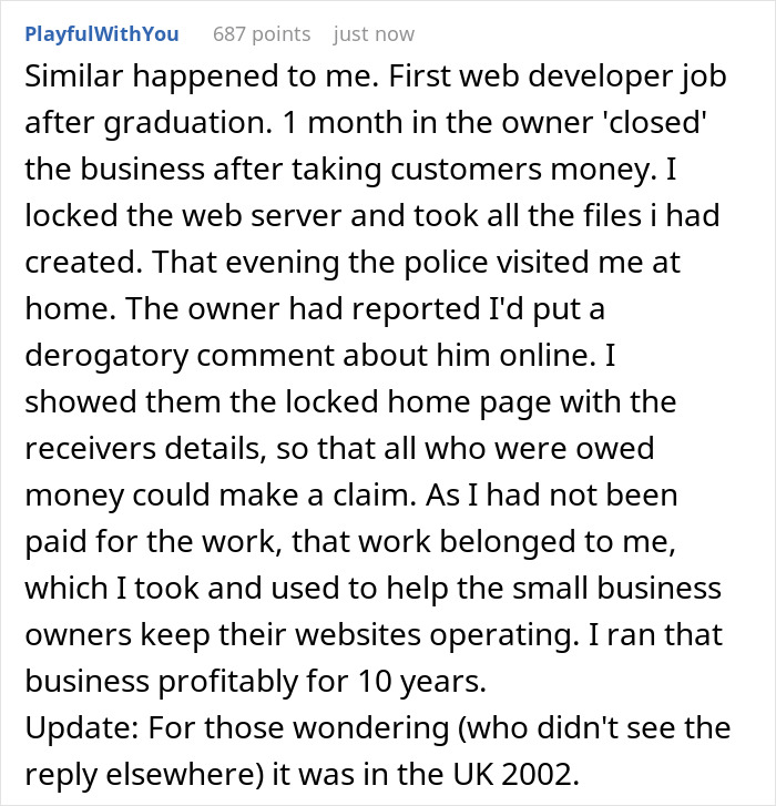 New Employee Gets Paid A Laughable Part Of What’s Agreed, Deletes Their Work And Quits Immediately New Employee Gets Paid A Laughable Part Of What’s Agreed, Deletes Their Work And Quits Immediately
