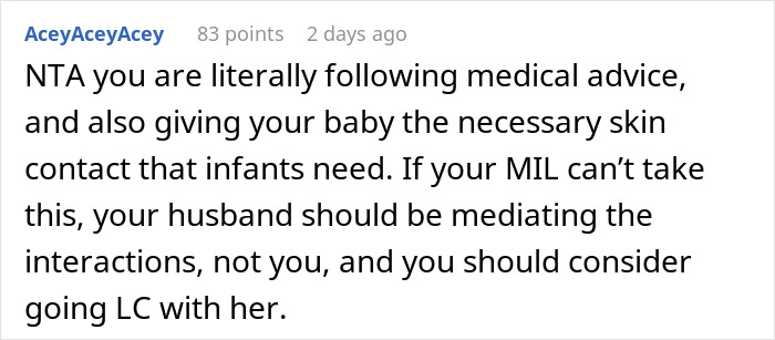 Comment on a parenting forum discussing a woman kissing her baby in front of her mother-in-law and issues setting boundaries. Comment on a parenting forum discussing a woman kissing her baby in front of her mother-in-law and issues setting boundaries.