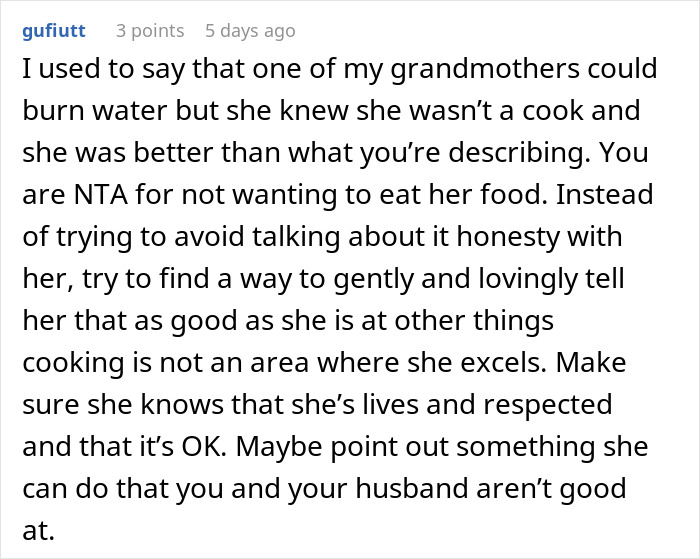Couple Decides To No Longer Eat MIL's Food Because She's A Terrible Cook, She Gets Offended