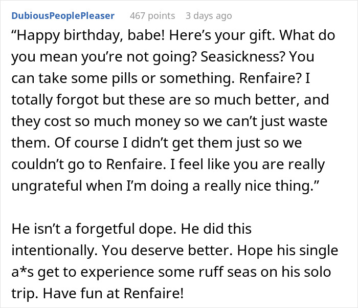 Woman Ends Her 2-Year Relationship After She Finds Out Cruise Tickets Are Her Birthday Gift