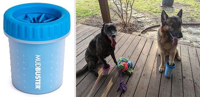 Dexas MudBuster Portable Dog Paw Washer: The ultimate solution for keeping your pup's paws clean and your house mess-free after muddy adventures.