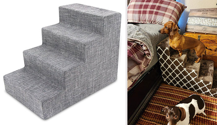 Best Pet Supplies Foam Pet Steps: The must-have dog stairs for beds and couches that reduce strain on older adults and provide a safe and cozy way for your pet to climb up and down, without you having to lift them.