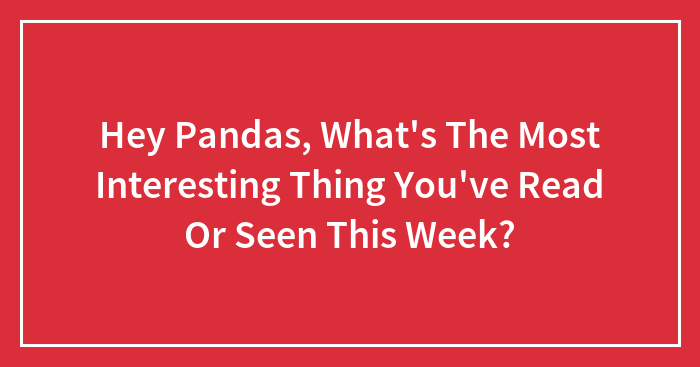 Hey Pandas, What’s The Most Interesting Thing You’ve Read Or Seen This Week?