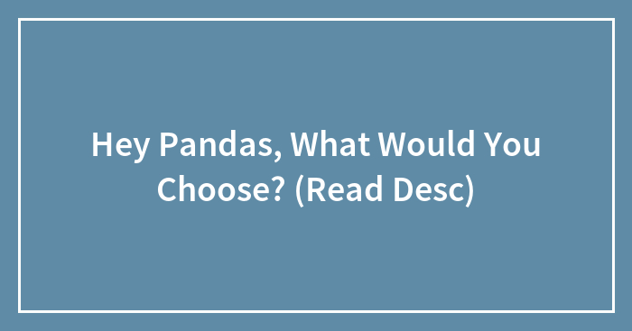 Hey Pandas, What Would You Choose? (Read Desc)