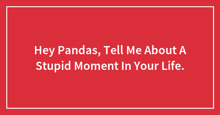 Hey Pandas, Tell Me About A Stupid Moment In Your Life.