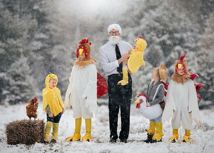 Family Halloween Costume. Which One Is The Real Chicken? Bet You Can't Figure It Out