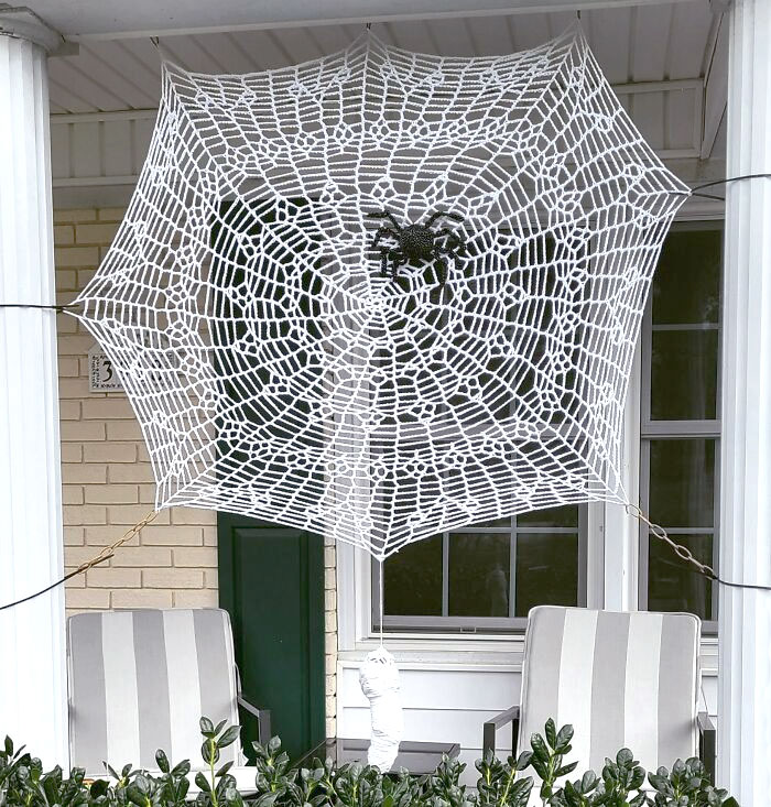 My Halloween Decoration Of Spider And Wrapped Prey I Just Made Up