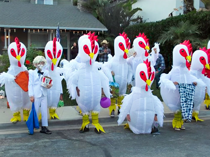 All The Boys In My Nephew's Class Dressed As Chickens For Halloween. He Surprised Them And Showed Up As Colonel Sanders With A Real Bucket Of Kentucky Fried Chicken