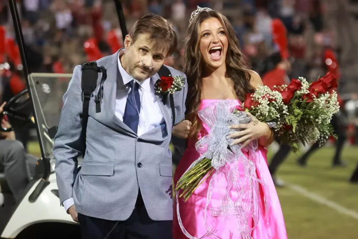 Father Struggling With Cancer Escorts Daughter In Homecoming Ceremony, Leaves Family In Tears