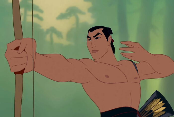 Li Shang shooting with bow in Mulan