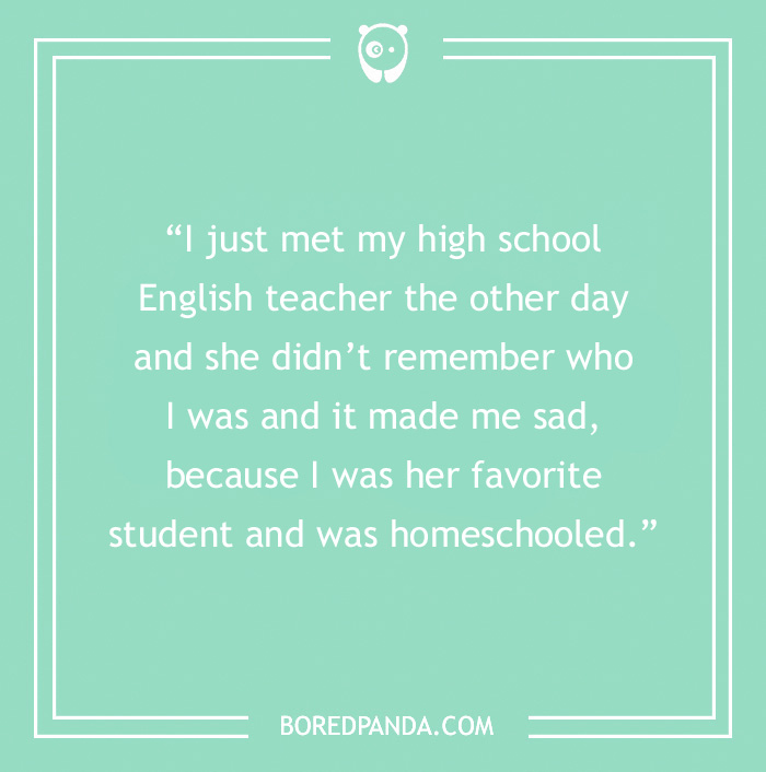 A joke about an English teacher and homeschooler, with text on a green background.