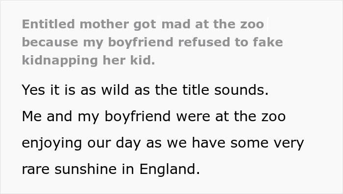 Guy Refuses To Pretend He's Gonna Kidnap A Child, Entitled Mother Furious Guy Refuses To Pretend He's Gonna Kidnap A Child, Entitled Mother Furious