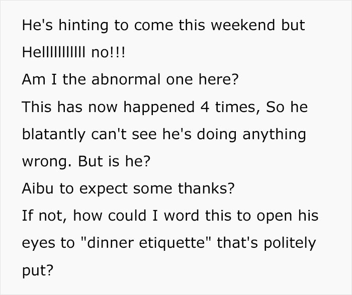 "My Blood Is Boiling": Woman Gets Sick And Tired Of Her Friend Inviting Himself To Dinner