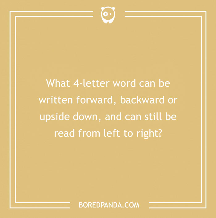 Funny riddles image with a question about a 4-letter word readable in any direction.