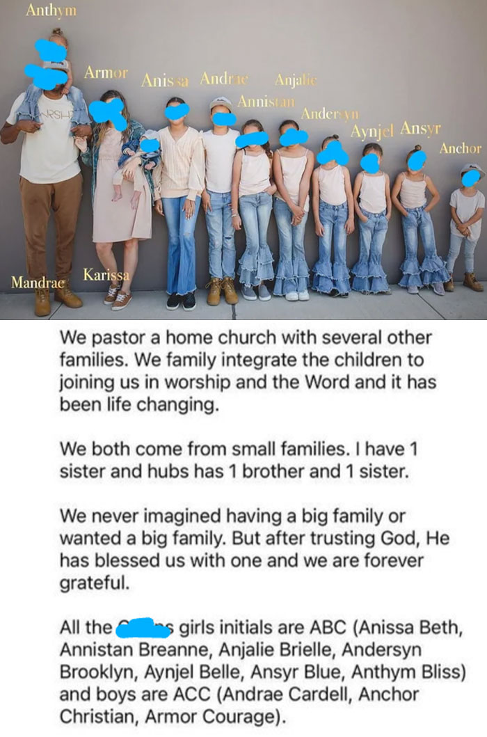 Family with unique names, smiling together, highlighting painfully bad name choices.
