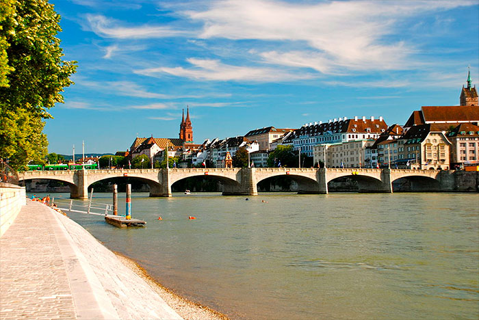 River flowing through the city