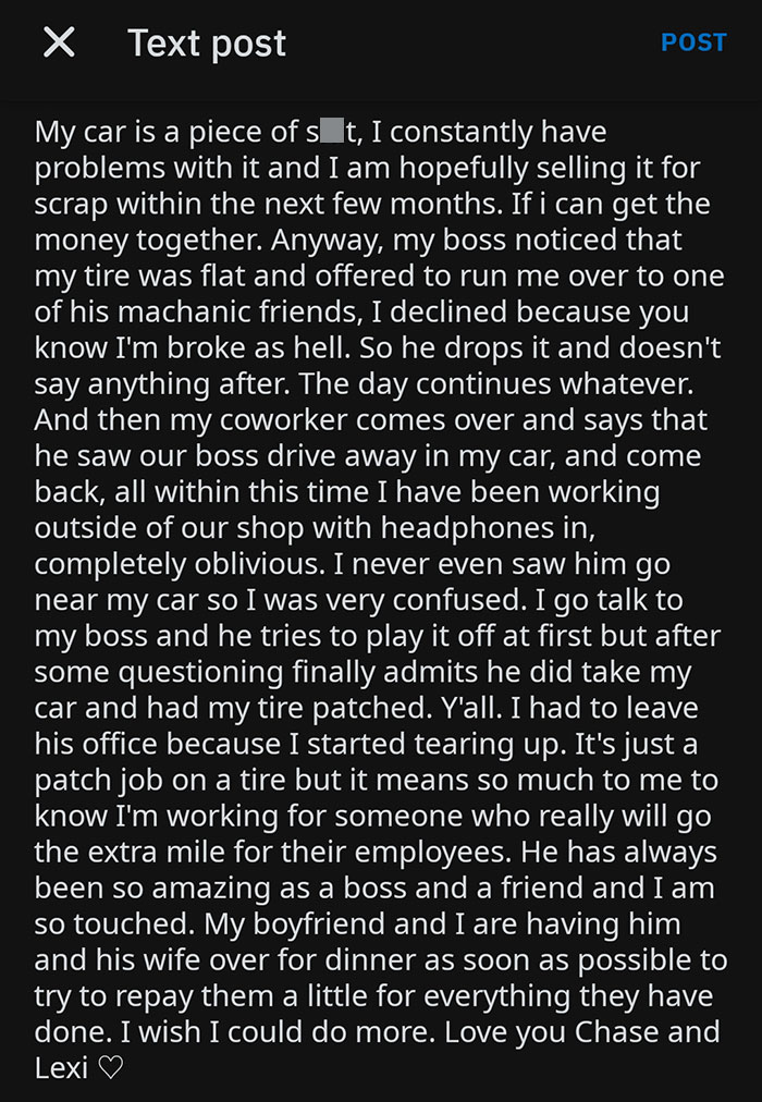 My Boss Stole My Car And Got My Tire Fixed Without Me Even Noticing