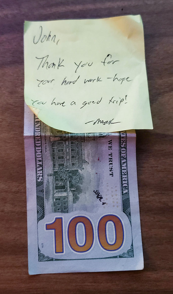 My Boss Handed Me My Paycheck With This Included. He Continually Goes Above And Beyond For Me, And I've Only Been Employed With Him For Just Under A Year. He's A Good Man