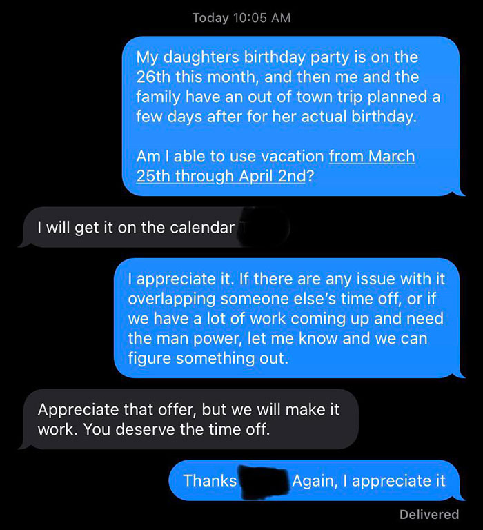 My Job Sucks, But My Boss Is Great. This Type Of Communication At Work Is Very Refreshing