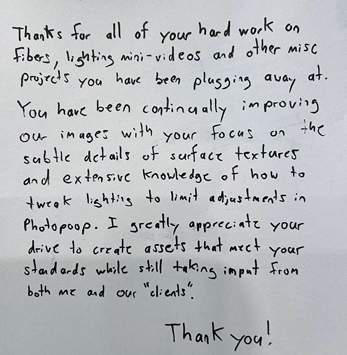 My Boss Mailed Me This After Two Years At My Newest Job. Complete 180 From The Last Job I Was At