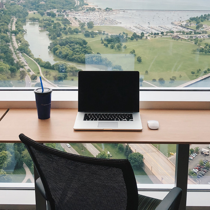 A laptop on the table 