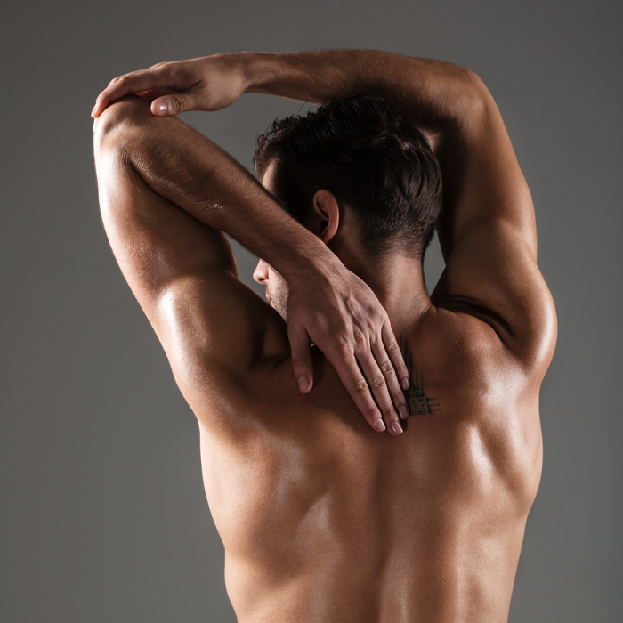 A back view image of an athletic man 