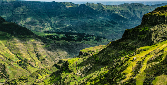 Aerial photo of green mountains 