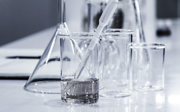 Clear beakers on the table 