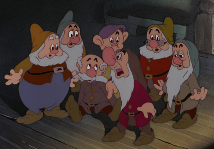Seven dwarfs from the "Snow White and the Seven Dwarfs"
