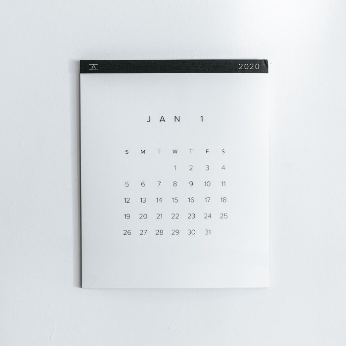 White calendar in the wall 