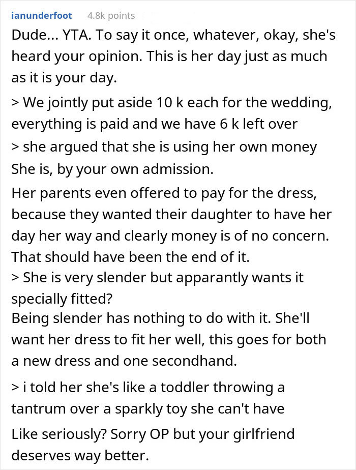 Man Digs A Hole Of Lies While Whining About Fiancée's Wedding Dress Online, She Leaves Him Man Digs A Hole Of Lies While Whining About Fiancée's Wedding Dress Online, She Leaves Him