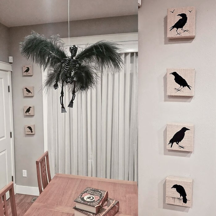 I Made Demon Fairies (Should I Add Red Eyes?) And Painted Crows On Burlap Last Night