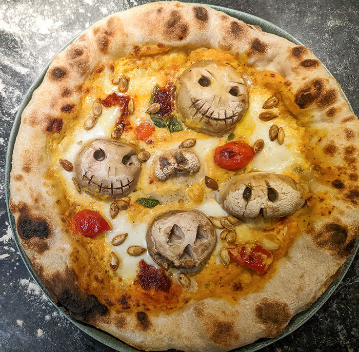 Halloween-Themed Pumpkin Pizza