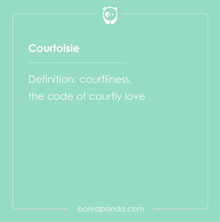 Word Courtoisie with definition courtliness and the code of courtly love from hard spelling bee words list.