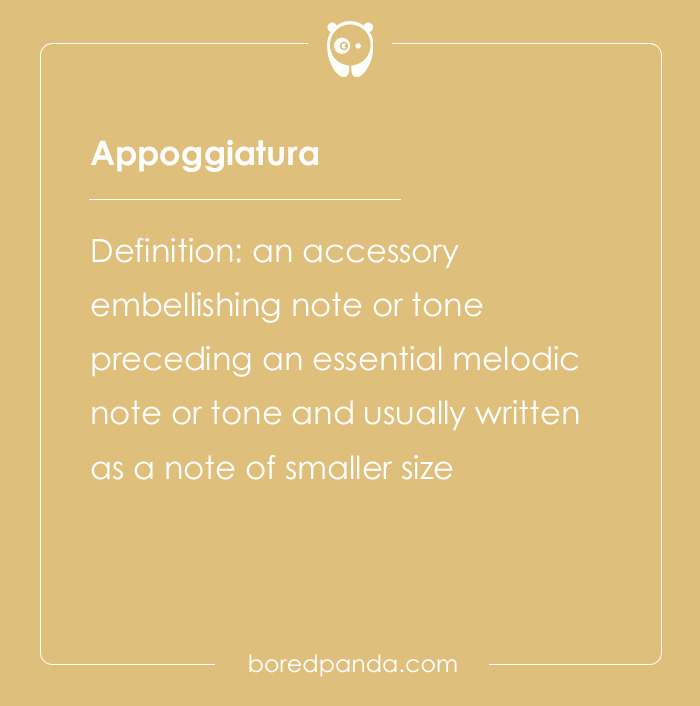 Appoggiatura spelling bee word definition as an accessory embellishing melodic note in hard spelling bee words list